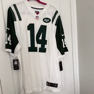 Jets Nike White and Green Football Jersey